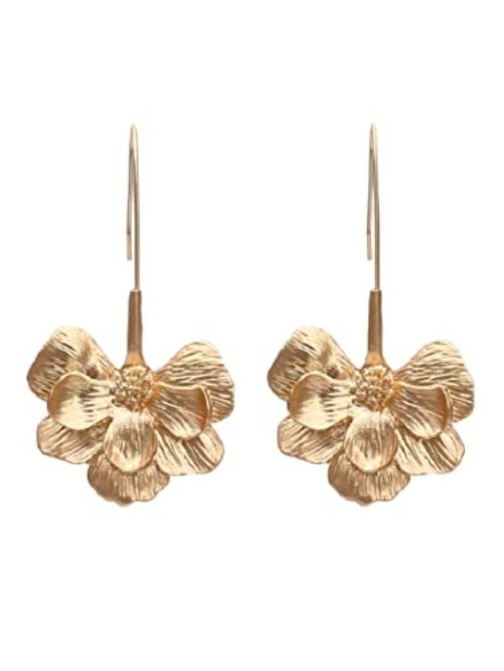 Gold Flower Dangle Earrings for Women, Women’s Cute Hawaiian Flower Petal